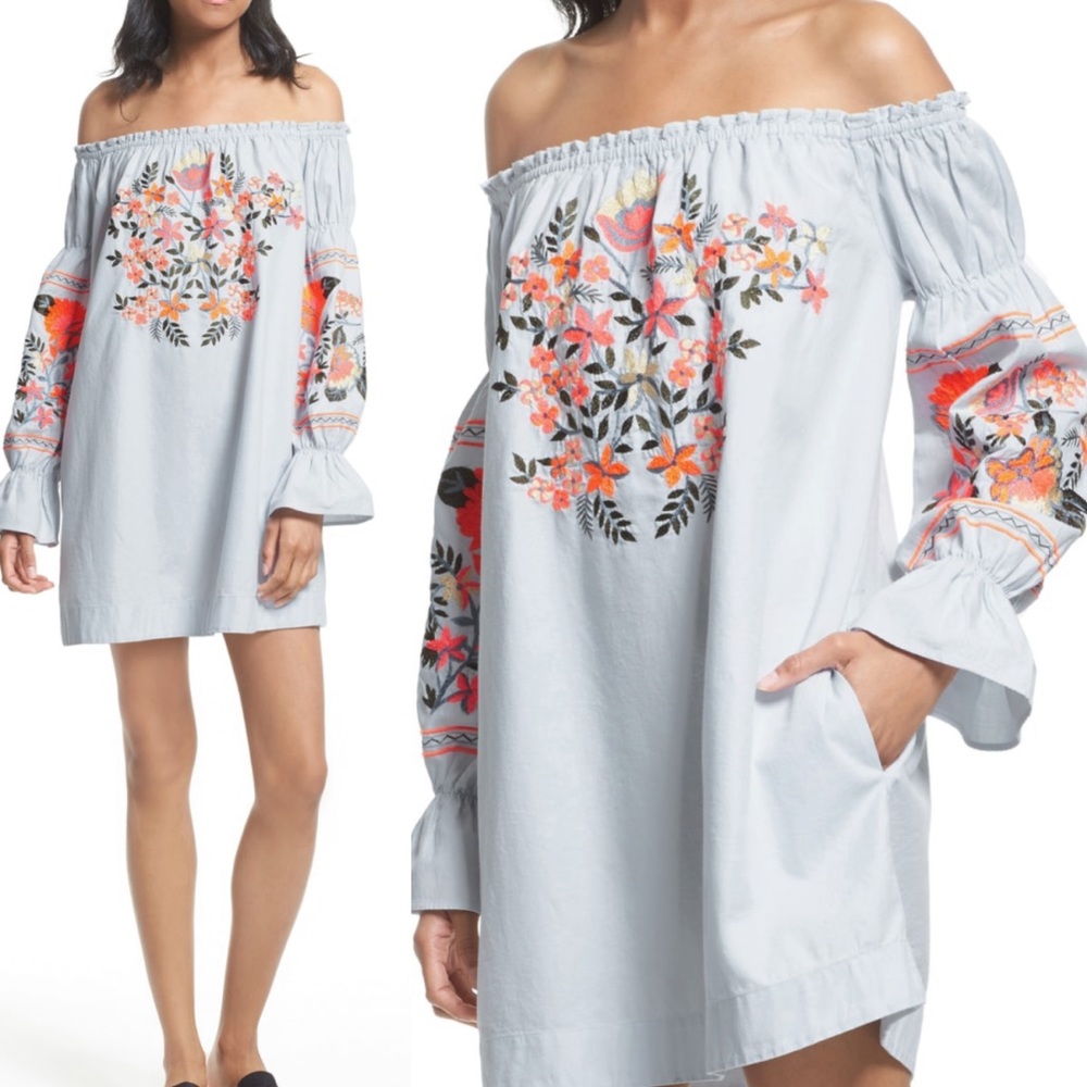 Free People Blue Fleur Du Jour Shift Dress